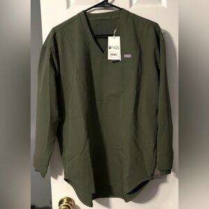 Figs Moss Halle Green Long Sleeve Scrub Top